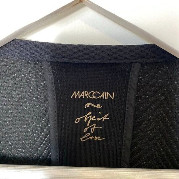 Marc Cain Black Metallic Herringbone Knit Full Zip Blazer - Picture 5 of 8